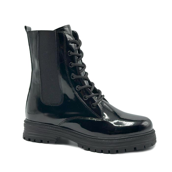 1-6.jpg بوت و نیم بوت زنانه و دخترانه مدل دو بر کش ورنی رنگ مشکی کد A222 - Image 1