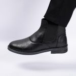 نیم بوت چرم مردانه رنگ مشکی مدل چروک چلسی کشی  کد 218