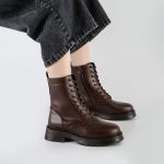 بوت و نیم بوت زنانه و دخترانه مدل بندی بغل زیپ رنگ قهوه ای کد M675 - Image 2