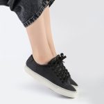 کفش و کتانی زنانه و دخترانه مدل ونس راحتی روزمره رنگ مشکی کد F120 - Image 2