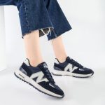 کفش و کتانی زنانه و دخترانه مدل نیوبالانس NEWBALANCE رنگ سرمه ای سفید کد M677 - Image 2