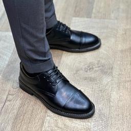 کفش کلاسیک و رسمی مردانه رنگ مشکی چرم براق کد 8291