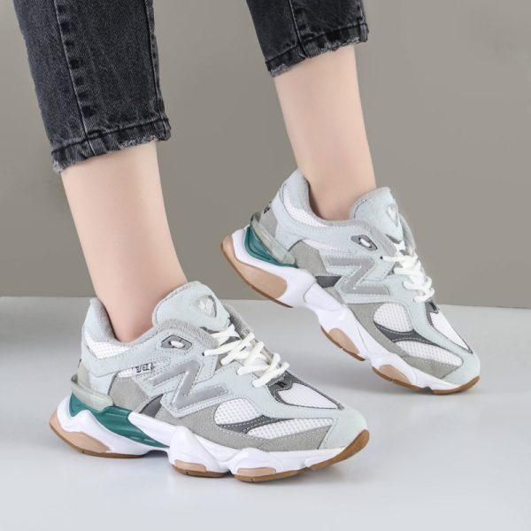 کفش و کتانی زنانه و دخترانه چرم طبیعی مدل نیوبالانس NEWBALANCE 9060 رنگ طوسی کد 8221