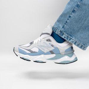 کفش و کتونی مردانه و زنانه چرم طبیعی مدل نیوبالانس 9060 NEW BALANCE رنگ طوسی آبی کد 8935