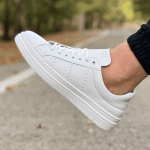 کفش ونس مردانه رویه چرم و زیره pu رنگ سفید کد 9810 - Image 4