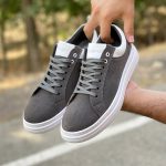 کفش ونس مردانه ساده رنگ طوسی دور دوخت و رویه جیر کد 4294 - Image 3