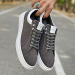 کفش ونس مردانه ساده رنگ طوسی دور دوخت و رویه جیر کد 4294 - Image 4