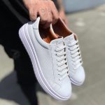 کفش ونس مردانه سایز 40 الی 44 رویه چرم و زیره pu رنگ سفید کد 7351