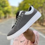 کفش ونس مردانه ساده رنگ طوسی دور دوخت و رویه جیر کد 4294 - Image 5