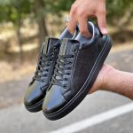 کفش ونس مردانه مدل جک جونز رنگ مشکی دور دوخت و رویه چرم کد 4293 - Image 2