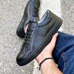 کفش ونس مردانه مدل جک جونز رنگ مشکی دور دوخت و رویه چرم کد 4293 - Image 6