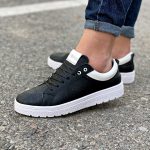 کفش ونس مردانه چرم رنگ مشکی دور دوخت و رویه چرم کد 9158 - Image 2