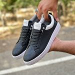 کفش ونس مردانه چرم رنگ مشکی دور دوخت و رویه چرم کد 9158 - Image 3