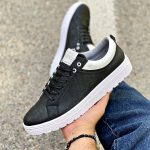 کفش ونس مردانه چرم رنگ مشکی دور دوخت و رویه چرم کد 9158 - Image 4