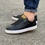 کفش ونس مردانه مدل ساده رنگ مشکی دور دوخت و رویه چرم کد 4232 - Image 6