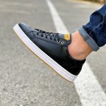 کفش ونس مردانه مدل ساده رنگ مشکی دور دوخت و رویه چرم کد 4232 - Image 5