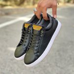 کفش ونس مردانه مدل ساده رنگ مشکی دور دوخت و رویه چرم کد 4232 - Image 4