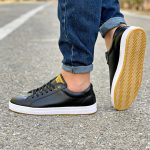 کفش ونس مردانه مدل ساده رنگ مشکی دور دوخت و رویه چرم کد 4232 - Image 2