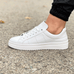 کفش ونس مردانه رویه چرم و زیره pu رنگ سفید کد 9810 - Image 2