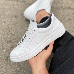 کفش ونس مردانه رویه چرم و زیره pu رنگ سفید کد 9810 - Image 3