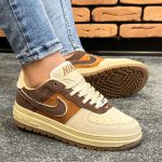 کفش کتانی اسپرت مردانه رنگ کرم مدل نایک NIKE AIR FORCE کد 71191
