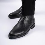 نیم بوت چرم مردانه رنگ مشکی مدل چروک چلسی زیپ دار  کد 217 - Image 2