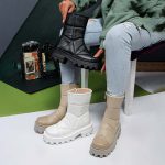 بوت و نیم بوت زنانه ساق بلند رنگ کرم مدل کاپشنی زیپدار کد 61486 - Image 3