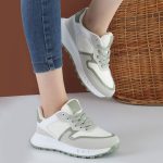 کفش و کتانی اسپرت زنانه و دخترانه رنگ طوسی یشمی کد M106 - Image 2