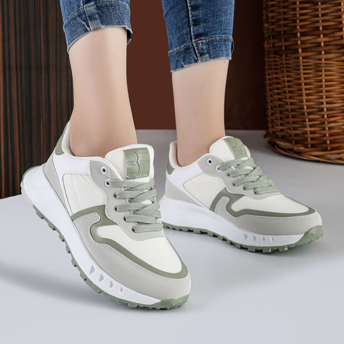 26 کفش و کتانی اسپرت زنانه و دخترانه رنگ طوسی یشمی کد M106 - Image 1