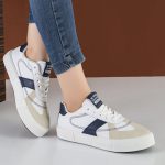 کفش اسپرت و راحتی زنانه و دخترانه رنگ سفید سرمه ای کد M144 - Image 2