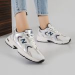 کفش و کتانی اسپرت زنانه مدل نیوبالانس 530 رنگ سفید سرمه ای کد 48520