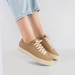 کفش و کتانی زنانه و دخترانه مدل ونس راحتی روزمره رنگ کرم کد F113