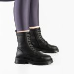 بوت و نیم بوت زنانه و دخترانه مدل بندی بغل زیپ برشکا BERESHKA رنگ مشکی کد A508 - Image 2