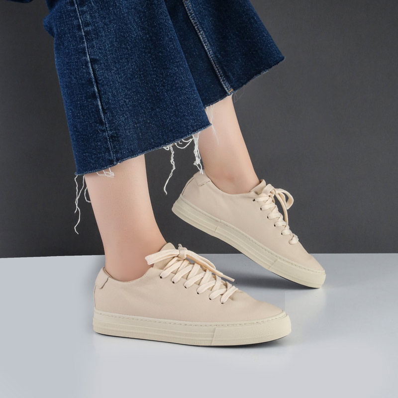 24-2.jpg کفش و کتانی زنانه و دخترانه مدل ونس راحتی روزمره رنگ کرم کد F109 - Image 1