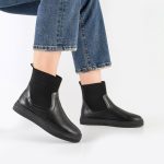 بوت و نیم بوت زنانه و دخترانه مدل کشی رنگ مشکی کد A512