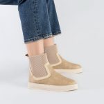 بوت و نیم بوت زنانه و دخترانه مدل کشی رنگ کرم کد A513