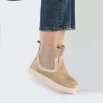 بوت و نیم بوت زنانه و دخترانه مدل کشی رنگ کرم کد A513 - Image 2