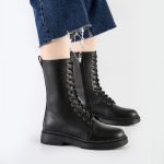 بوت و نیم بوت زنانه و دخترانه مدل بندی بغل زیپ رنگ مشکی کد A593 - Image 2