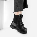 بوت و نیم بوت زنانه و دخترانه مدل بغل کش بندی رنگ مشکی کد M595