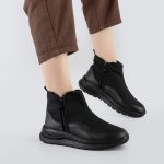 بوت و نیم بوت زنانه و دخترانه مدل دو بر زیپ رنگ مشکی کد A561