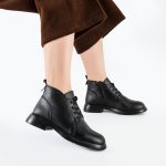 بوت و نیم بوت زنانه و دخترانه مدل بندی بغل زیپ نیم ساق رنگ مشکی کد A502 - Image 2