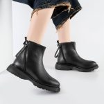 بوت و نیم بوت زنانه و دخترانه مدل دو بر زیپ رنگ مشکی کد M610