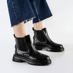 بوت و نیم بوت زنانه و دخترانه مدل دو بر کش رنگ مشکی کد M620 - Image 2