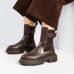 بوت و نیم بوت زنانه و دخترانه مدل بغل زیپ رنگ قهوه ای کد M759