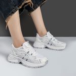 کفش و کتانی زنانه و دحترانه رنگ سفید طوسی کد M783 - Image 2