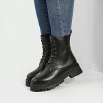 بوت و نیم بوت زنانه و دخترانه مدل بندی بغل زیپ رنگ مشکی کد M763 - Image 2