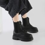 بوت و نیم بوت زنانه و دخترانه مدل بندی بغل کش رنگ مشکی کد M676 - Image 2