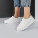 کفش اسپرت و راحتی زنانه و دخترانه بغل کش رنگ سفید کد M985 - Image 2