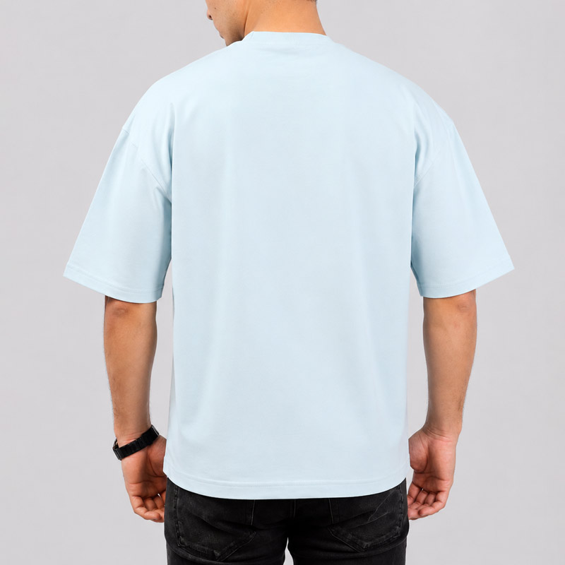 تیشرت قواره باکسی ساده رنگ آبی آسمانی کد T251 - Image 2