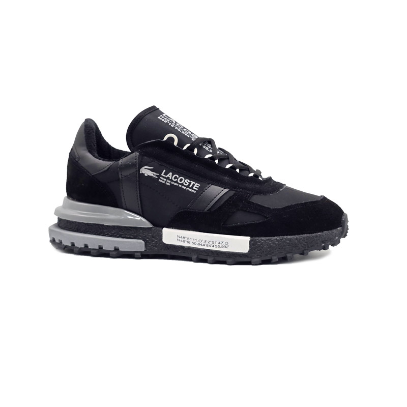 کفش و کتانی مردانه چرم طبیعی مدل لاگوست LACOSTE رنگ مشکی طوسی کد 43334